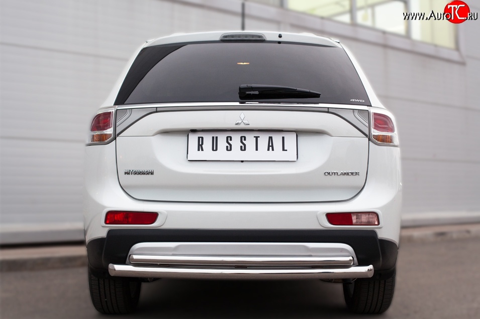 16 899 р. Защита заднего бампера (Ø63 и 42 мм, нержавейка) SLITKOFF  Mitsubishi Outlander  GF (2014-2016) 1-ый рестайлинг  с доставкой в г. Керчь