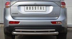 Защита заднего бампера (Ø76 и 42 мм, нержавейка) SLITKOFF Mitsubishi Outlander  GF (2012-2014) дорестайлинг