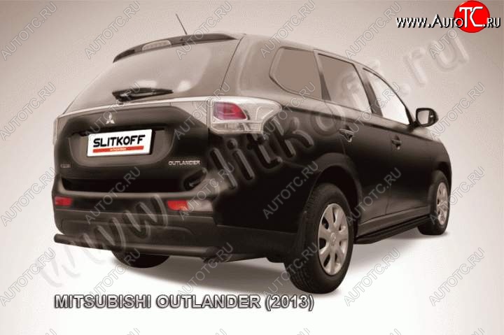 6 349 р. Защита задняя Slitkoff Mitsubishi Outlander GF дорестайлинг (2012-2014) (Цвет: серебристый)  с доставкой в г. Керчь