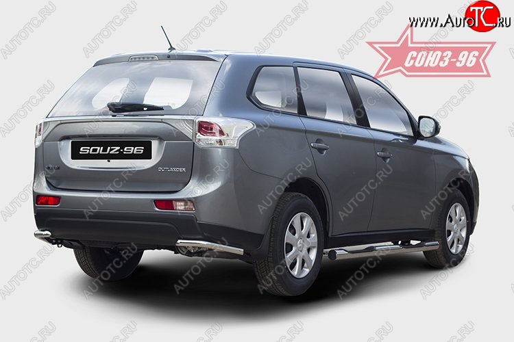 7 784 р. Защита заднего бампера из боковых уголков диаметром 42 мм SOUZ-96 Mitsubishi Outlander GF дорестайлинг (2012-2014)  с доставкой в г. Керчь