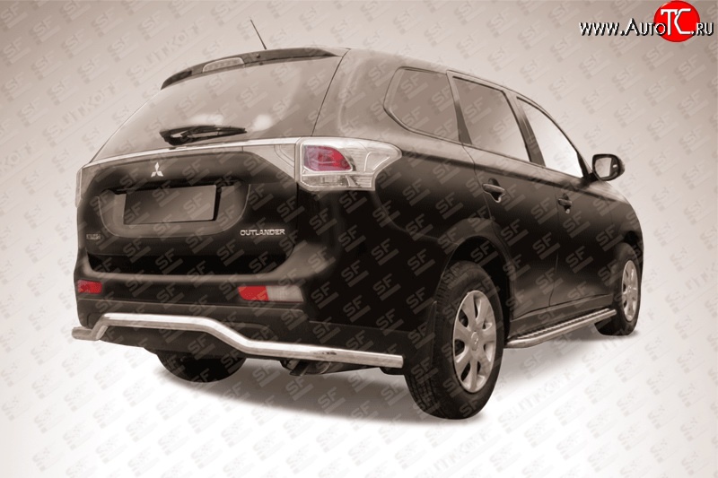 13 399 р. Длинная фигурная защита заднего бампера диаметром 57 мм Slitkoff  Mitsubishi Outlander  GF (2012-2014) дорестайлинг (Нержавейка, Полированная)  с доставкой в г. Керчь
