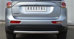 Одинарная защита заднего бампера из трубы диаметром 76 мм SLITKOFF Mitsubishi Outlander  GF (2012-2014) дорестайлинг