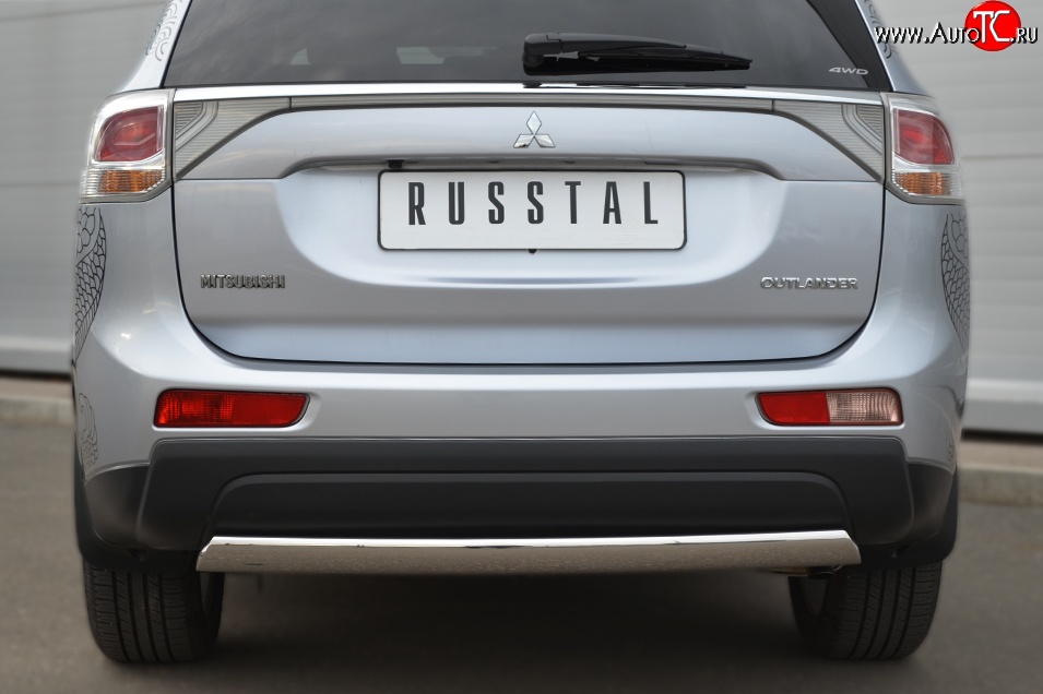 11 599 р. Защита заднего бампера (Ø75x42 мм, нержавейка) Russtal Mitsubishi Outlander GF дорестайлинг (2012-2014)  с доставкой в г. Керчь