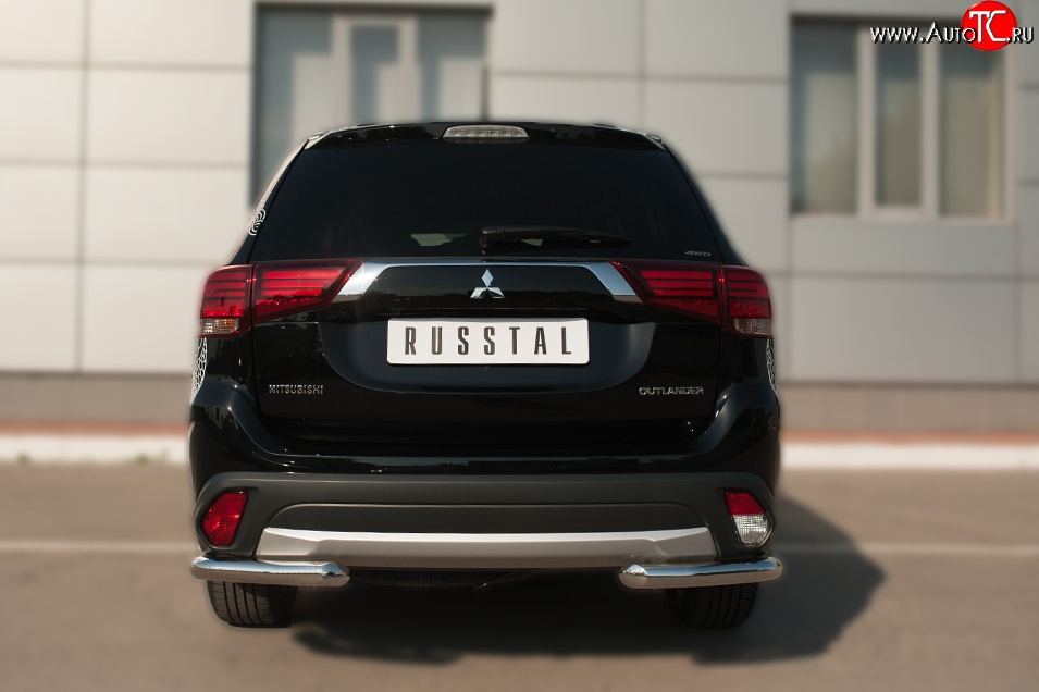12 899 р. Защита заднего бампера (Ø63 мм уголки, нержавейка) SLITKOFF  Mitsubishi Outlander  GF (2014-2016) 1-ый рестайлинг  с доставкой в г. Керчь