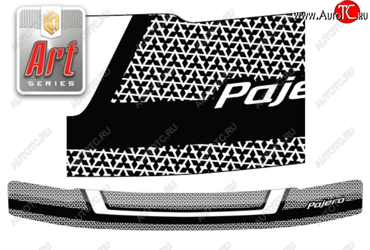 2 159 р. Дефлектор капота CA-Plastiс  Mitsubishi Pajero ( 2 V30/V40 5 дв.,  2 V20,  2 V30/V40) (1991-1999) дорестайлинг, рестайлинг (Серия Art серебро)  с доставкой в г. Керчь