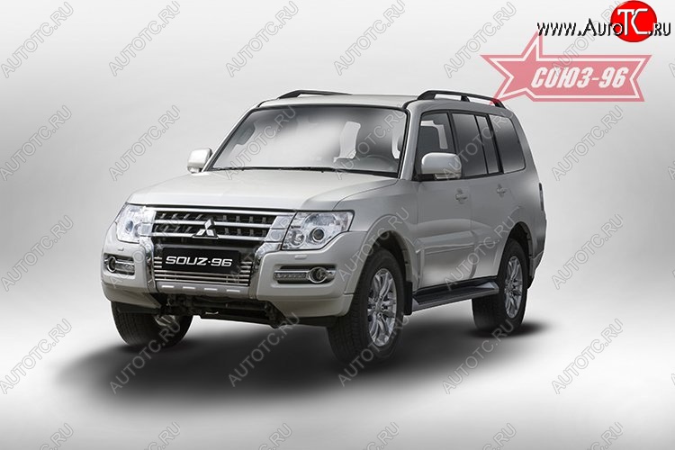 3 914 р. Декоративный элемент воздухозаборника Souz-96 нержавеющая сталь Mitsubishi Pajero 4 V90 2-ой рестайлинг (2014-2020) (Хром загл. d16)  с доставкой в г. Керчь