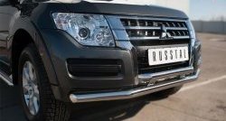 21 849 р. Защита переднего бампера (2 трубыØ63 мм, нержавейка) SLITKOFF Mitsubishi Pajero 4 V90 2-ой рестайлинг (2014-2020)  с доставкой в г. Керчь. Увеличить фотографию 2