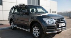 21 849 р. Защита переднего бампера (2 трубыØ63 мм, нержавейка) SLITKOFF Mitsubishi Pajero 4 V90 2-ой рестайлинг (2014-2020)  с доставкой в г. Керчь. Увеличить фотографию 4