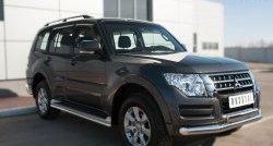 17 799 р. Защита переднего бампера (2 трубы Ø76 и 75х42 мм, нержавейка) Russtal Mitsubishi Pajero 4 V90 2-ой рестайлинг (2014-2020)  с доставкой в г. Керчь. Увеличить фотографию 4