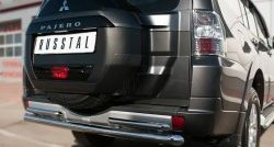 20 449 р. Защита заднего бампера (Ø63 и 42 мм, нержавейка) SLITKOFF  Mitsubishi Pajero  4 V90 (2014-2020) 2-ой рестайлинг  с доставкой в г. Керчь. Увеличить фотографию 2