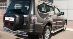 20 449 р. Защита заднего бампера (Ø63 и 42 мм, нержавейка) SLITKOFF  Mitsubishi Pajero  4 V90 (2014-2020) 2-ой рестайлинг  с доставкой в г. Керчь. Увеличить фотографию 4