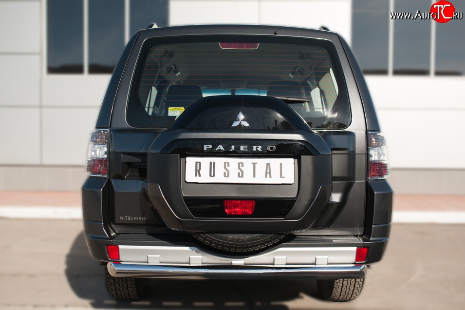 18 699 р. Защита заднего бампера (Ø76 мм, нержавейка) SLITKOFF Mitsubishi Pajero 4 V90 2-ой рестайлинг (2014-2020)  с доставкой в г. Керчь