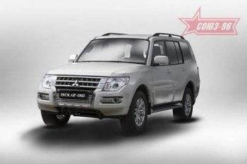 Декоративный элемент воздухозаборника Souz96 нержавеющая сталь Mitsubishi Pajero 4 V90 2-ой рестайлинг (2014-2020) (Хром загл. d10)