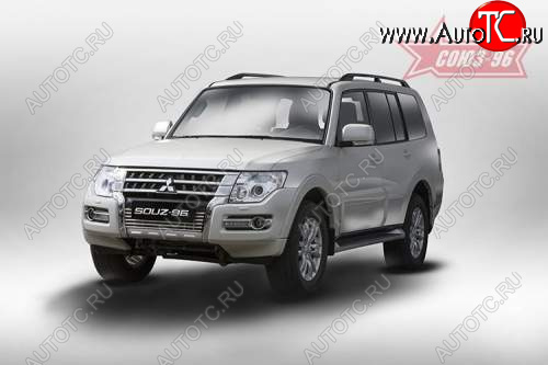 3 419 р. Декоративный элемент воздухозаборника Souz96 нержавеющая сталь Mitsubishi Pajero 4 V90 2-ой рестайлинг (2014-2020) (Хром загл. d10)  с доставкой в г. Керчь