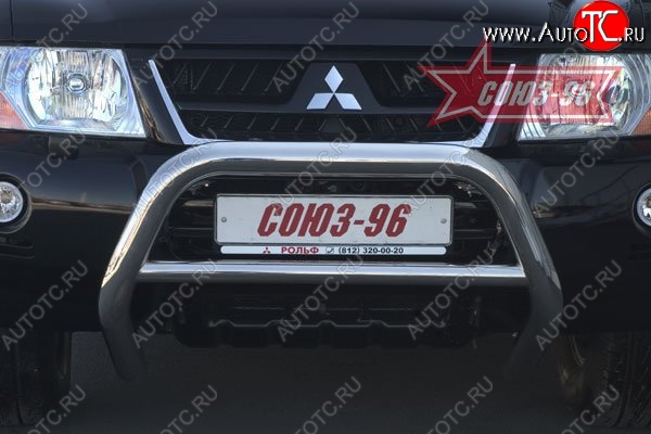 17 099 р. Защита переднего бампера Souz-96 (d76) Mitsubishi Pajero 3 V70 дорестайлинг (1999-2003)  с доставкой в г. Керчь