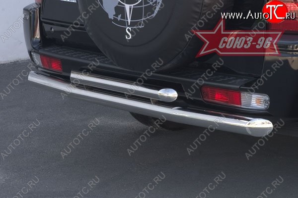 16 514 р. Двойная защита заднего бампера Souz-96 (d76/60) Mitsubishi Pajero 3 V70 дорестайлинг (1999-2003)  с доставкой в г. Керчь