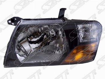 Левая фара передняя SAT (черная) Mitsubishi Pajero  3 V70 (1999-2003) дорестайлинг