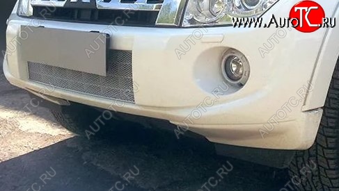 1 539 р. Защитная сетка на бампер (рестайлинг) Russtal (хром) Mitsubishi Pajero 4 V80 3 дв. 1-ый рестайлинг (2011-2014)  с доставкой в г. Керчь