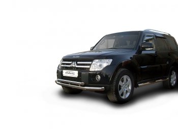 15 749 р. Защита переднего бампера Arbori (нержавейка, 2 трубы d76 и 57 mm) Mitsubishi Pajero 4 V80 дорестайлинг (2006-2011)  с доставкой в г. Керчь. Увеличить фотографию 2