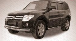 Двойная защита переднего бампера из двух труб диаметром 76 и 57 мм Slitkoff Mitsubishi Pajero ( 4 V90,  4 V80) (2006-2015) дорестайлинг, дорестайлинг, 1-ый рестайлинг, 3 дв. 1-ый рестайлинг