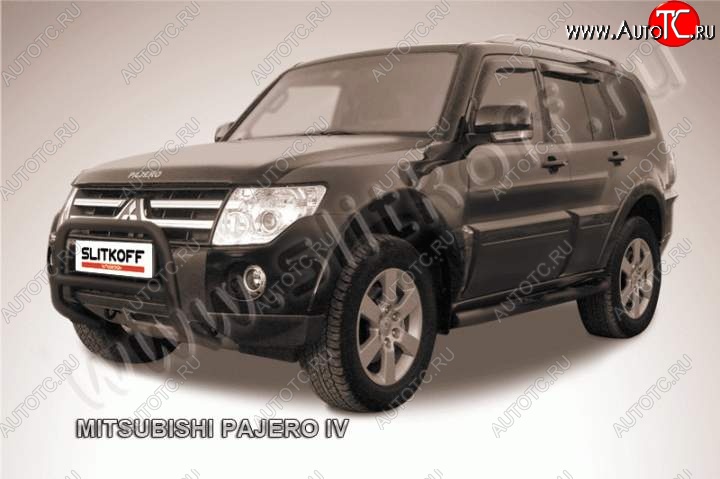 16 899 р. Кенгурятник d57 низкий Mitsubishi Pajero 4 V80 дорестайлинг (2006-2011) (Цвет: серебристый)  с доставкой в г. Керчь