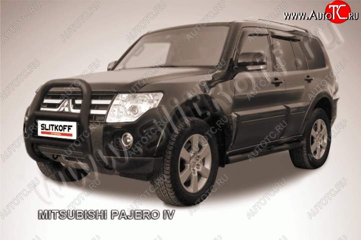 27 449 р. Кенгурятник d76 высокий  Mitsubishi Pajero ( 4 V90,  4 V80) (2006-2015) дорестайлинг, 1-ый рестайлинг, 3 дв. 1-ый рестайлинг (Цвет: серебристый)  с доставкой в г. Керчь