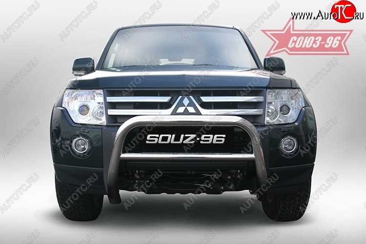 9 665 р. Защита переднего бампера Souz-96 (d60) Mitsubishi Pajero 4 V80 дорестайлинг (2006-2011)  с доставкой в г. Керчь