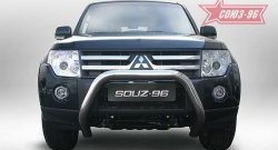 Защита порогов Souz-96 (d76) низкая Mitsubishi Pajero 4 V90 дорестайлинг (2006-2011)