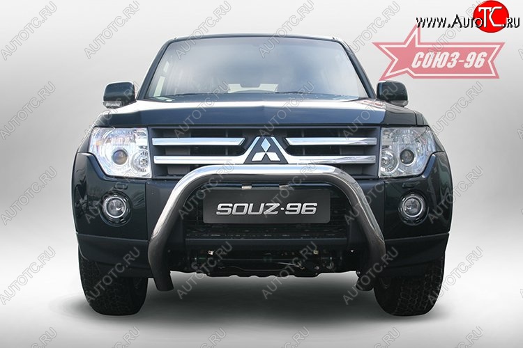 12 959 р. Защита порогов Souz-96 (d76) низкая Mitsubishi Pajero 4 V80 дорестайлинг (2006-2011)  с доставкой в г. Керчь