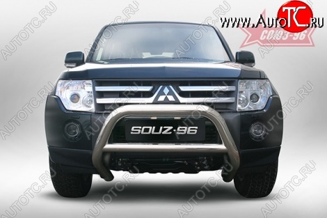 13 319 р. Защита переднего бампера Souz-96 (d76) Mitsubishi Pajero 4 V80 дорестайлинг (2006-2011)  с доставкой в г. Керчь
