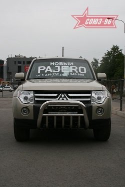 Защита переднего бампера Souz-96 (d76) Mitsubishi Pajero 4 V90 дорестайлинг (2006-2011)