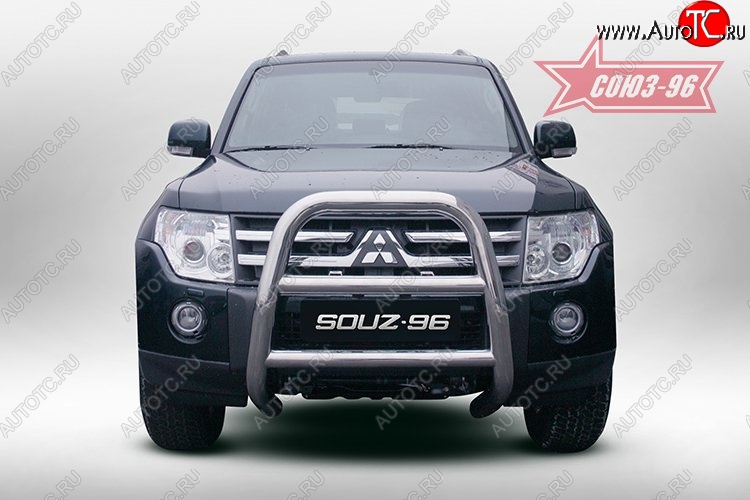 15 749 р. Защита переднего бампера Souz-96 (d76) Mitsubishi Pajero 4 V80 дорестайлинг (2006-2011)  с доставкой в г. Керчь