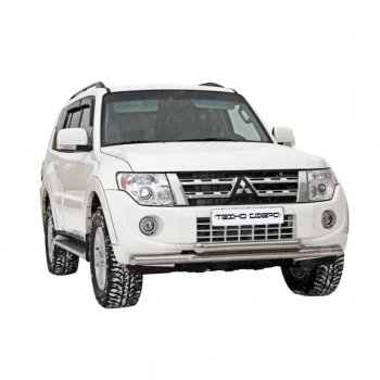 Защита переднего бампера (двойная, d63.5 mm) ТехноСфера (Техно Сфера) Mitsubishi Pajero ( 4 V90,  4 V80) (2006-2011) дорестайлинг (Дорестайлинг)