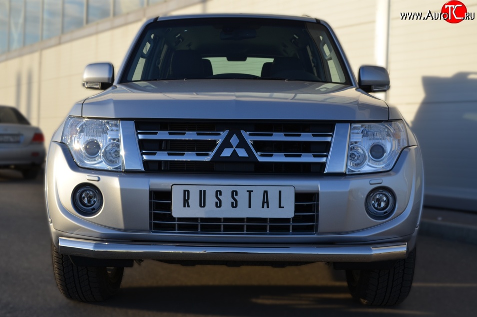 17 599 р. Одинарная защита переднего бампера диаметром 76 мм SLITKOFF  Mitsubishi Pajero ( 4 V90,  4 V80) (2011-2015) 1-ый рестайлинг, 3 дв. 1-ый рестайлинг  с доставкой в г. Керчь