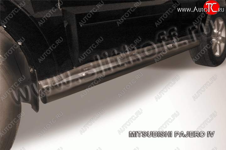 10 599 р. Защита порогов Slitkoff  Mitsubishi Pajero  4 V90 (2006-2015) дорестайлинг, 1-ый рестайлинг (Цвет: серебристый)  с доставкой в г. Керчь