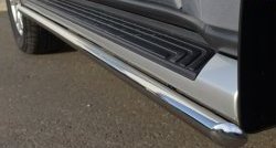 67 999 р. Защита порогов из круглой трубы диаметром 42 мм Russtal Mitsubishi Pajero 4 V90 дорестайлинг (2006-2011) (Защита порогов с со скосами на торцах (вариант 1))  с доставкой в г. Керчь. Увеличить фотографию 2