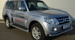 67 999 р. Защита порогов из круглой трубы диаметром 42 мм Russtal Mitsubishi Pajero 4 V90 дорестайлинг (2006-2011) (Защита порогов с со скосами на торцах (вариант 1))  с доставкой в г. Керчь. Увеличить фотографию 3
