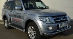 67 999 р. Защита порогов из круглой трубы диаметром 42 мм Russtal Mitsubishi Pajero 4 V90 дорестайлинг (2006-2011) (Защита порогов с со скосами на торцах (вариант 1))  с доставкой в г. Керчь. Увеличить фотографию 7