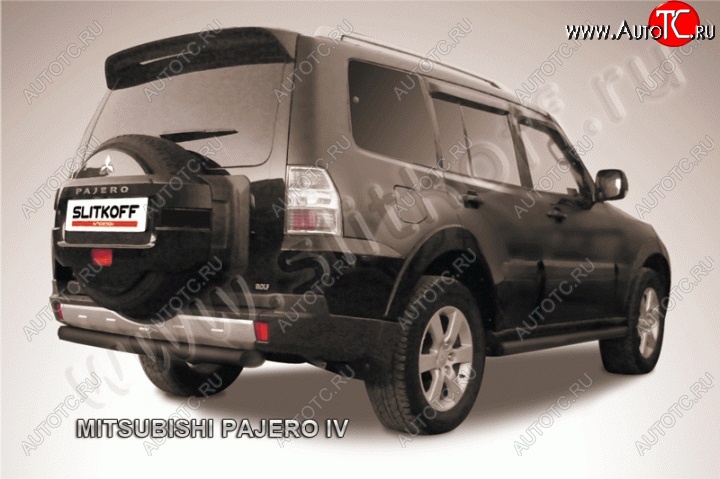 8 849 р. Защита задняя Slitkoff  Mitsubishi Pajero  4 V90 (2006-2020) дорестайлинг, 1-ый рестайлинг, 2-ой рестайлинг (Цвет: серебристый)  с доставкой в г. Керчь