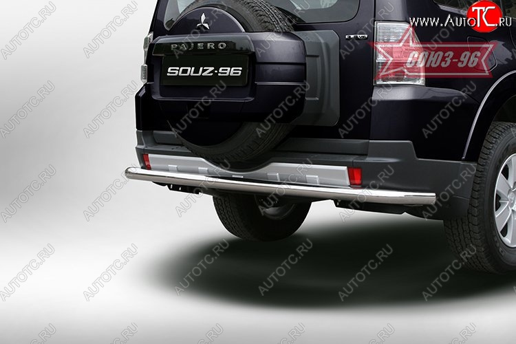 10 889 р. Защита заднего бампера Souz-96 5 дв. (d60) Mitsubishi Pajero 4 V90 дорестайлинг (2006-2011)  с доставкой в г. Керчь