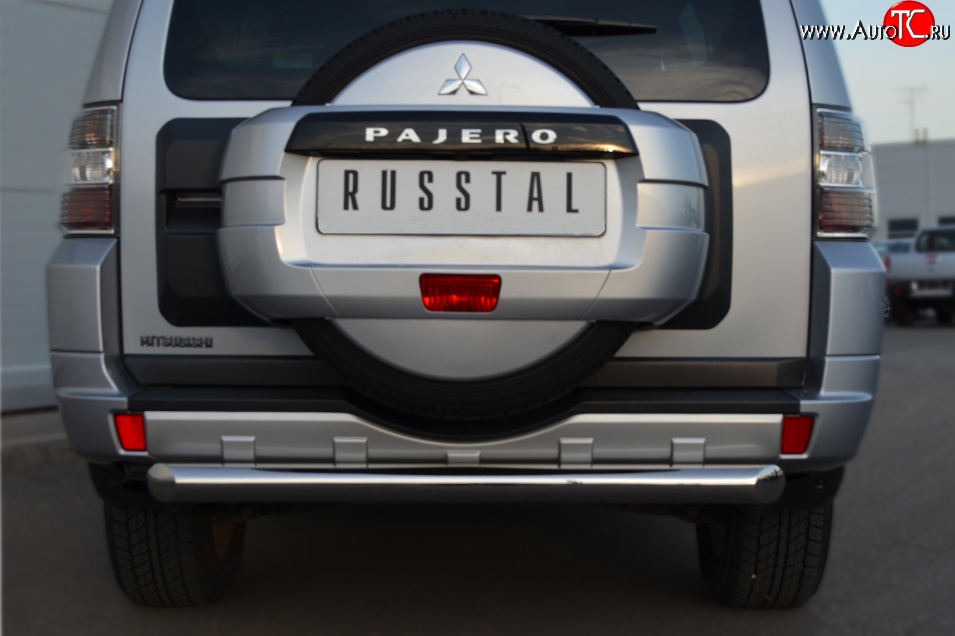 16 999 р. Одинарная защита заднего бампера из трубы диаметром 76 мм SLITKOFF  Mitsubishi Pajero  4 V90 (2006-2011) дорестайлинг  с доставкой в г. Керчь