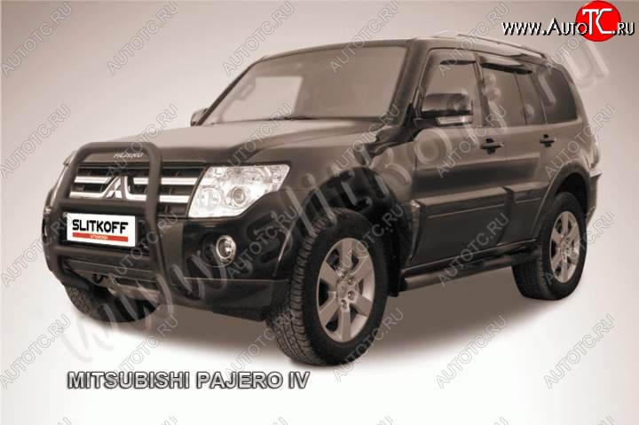 18 399 р. Кенгурятник d57 высокий Mitsubishi Pajero 4 V80 дорестайлинг (2006-2011) (Цвет: серебристый)  с доставкой в г. Керчь