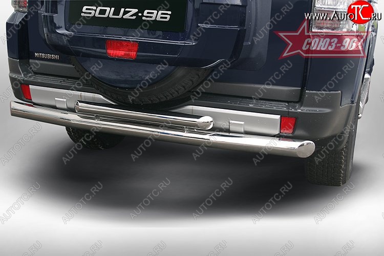 15 839 р. Двойная защита заднего бампера Souz-96 (d76 и 42/60) Mitsubishi Pajero 4 V90 дорестайлинг (2006-2011)  с доставкой в г. Керчь