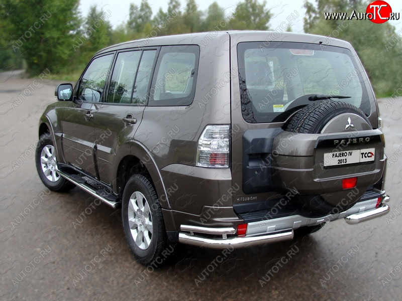 26 499 р. Защита заднего бампера (уголки двойные) ТСС 76,1/42,4 мм  Mitsubishi Pajero  4 V90 (2006-2011) дорестайлинг  с доставкой в г. Керчь