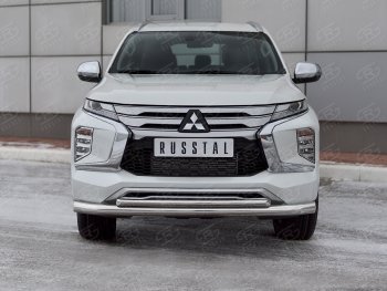 23 999 р. Защита переднего бампера (2 трубы Ø76 и 42 мм, нержавейка) SLITKOFF  Mitsubishi Pajero Sport  QF (2019-2022) рестайлинг  с доставкой в г. Керчь. Увеличить фотографию 2