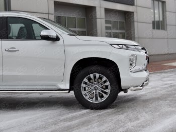 27 999 р. Защита переднего бампера SLITKOFF (Ø63 мм с уголками, нержавейка) Mitsubishi Pajero Sport QF рестайлинг (2019-2022)  с доставкой в г. Керчь. Увеличить фотографию 4