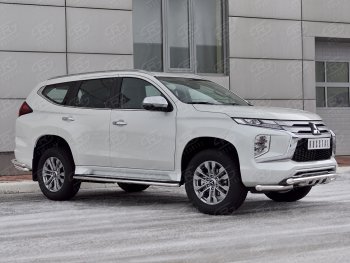 27 999 р. Защита переднего бампера SLITKOFF (Ø63 мм с уголками, нержавейка) Mitsubishi Pajero Sport QF рестайлинг (2019-2022)  с доставкой в г. Керчь. Увеличить фотографию 3