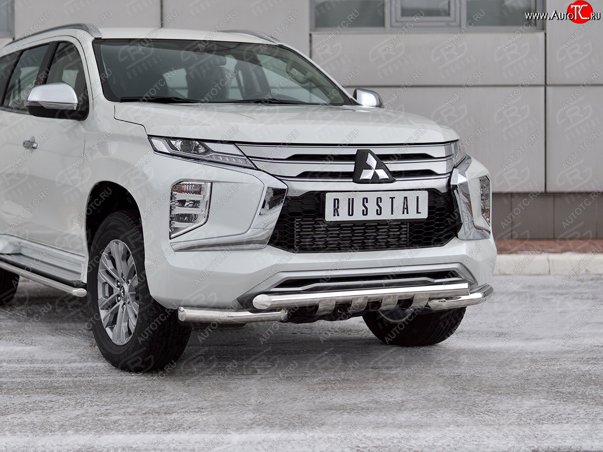 27 999 р. Защита переднего бампера SLITKOFF (Ø63 мм с уголками, нержавейка) Mitsubishi Pajero Sport QF рестайлинг (2019-2022)  с доставкой в г. Керчь