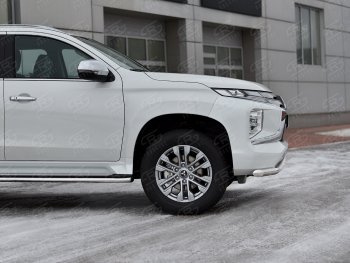 17 499 р. Защита переднего бампера SLITKOFF (Ø63 мм, нержавейка) Mitsubishi Pajero Sport QF рестайлинг (2019-2022)  с доставкой в г. Керчь. Увеличить фотографию 4