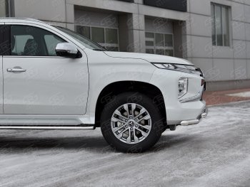 22 699 р. Защита переднего бампера (2 трубы Ø63 и 42 мм, нержавейка) SLITKOFF Mitsubishi Pajero Sport QF рестайлинг (2019-2022)  с доставкой в г. Керчь. Увеличить фотографию 4
